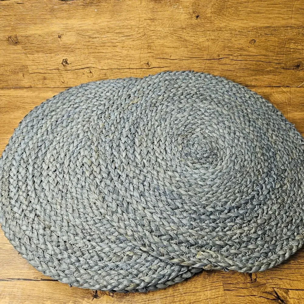 NWT Threshold Woven Blue Grey Round Place Mat Charger Dining
